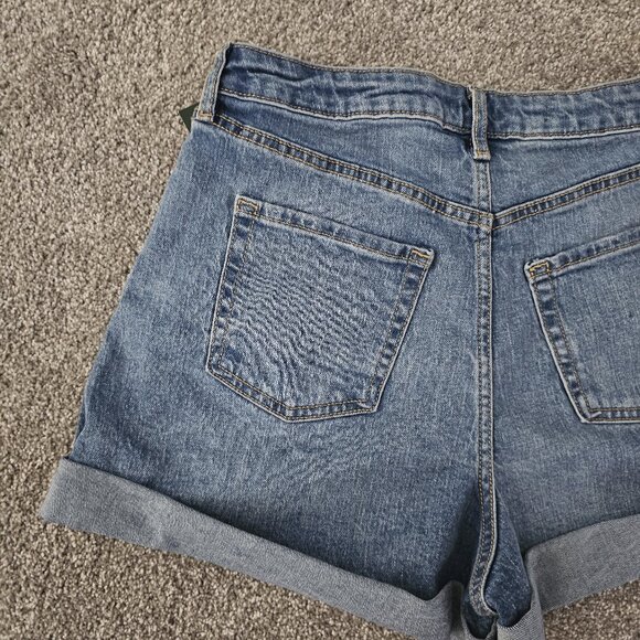 WILD FABLE super high-rise SHORTS rolled cuff DISTRESS cotton SPANDEX - Picture 8 of 8